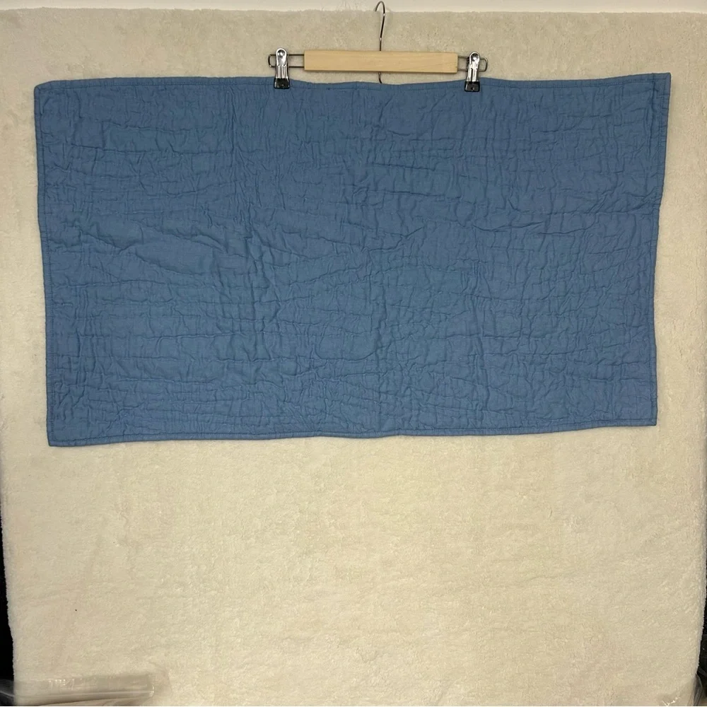 Pottery Barn Light Belgian Linen Hand Stitched Quilted Sham King Size Cornflower